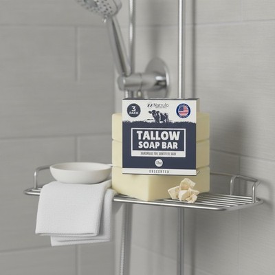 Beef Tallow Soap Bar, Unscented, Handmade, Dye-Free, Hypoallergenic