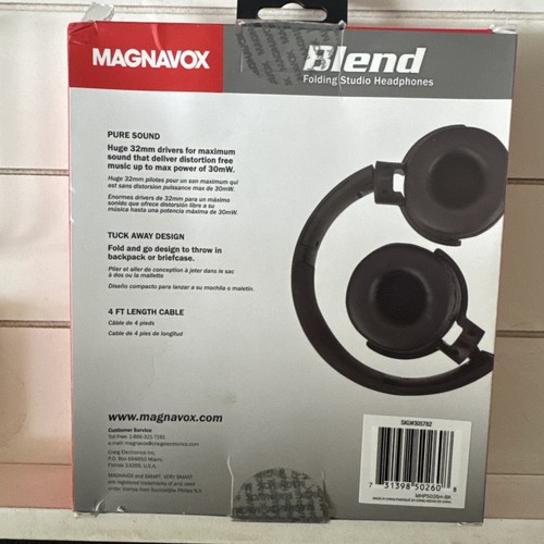 Magnavox MHP5026m Blend Folding Studio Headphones w/Microphone | Black | New - Picture 3 of 3