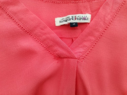 Hampton Republic Size 42 Pink Blouse Viscose 100% Long Sleeve Asymmetrical Logo - Picture 4 of 5