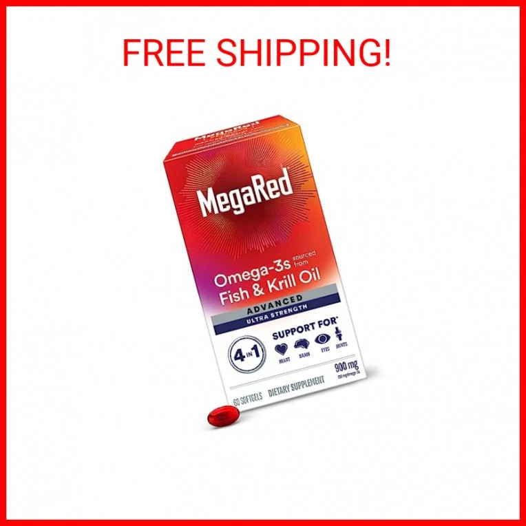 Megared Omega-3 Fish & Krill Oil Supplement 900mg - MegaRed Advanced 4in1, 60 so - Image 2 of 2
