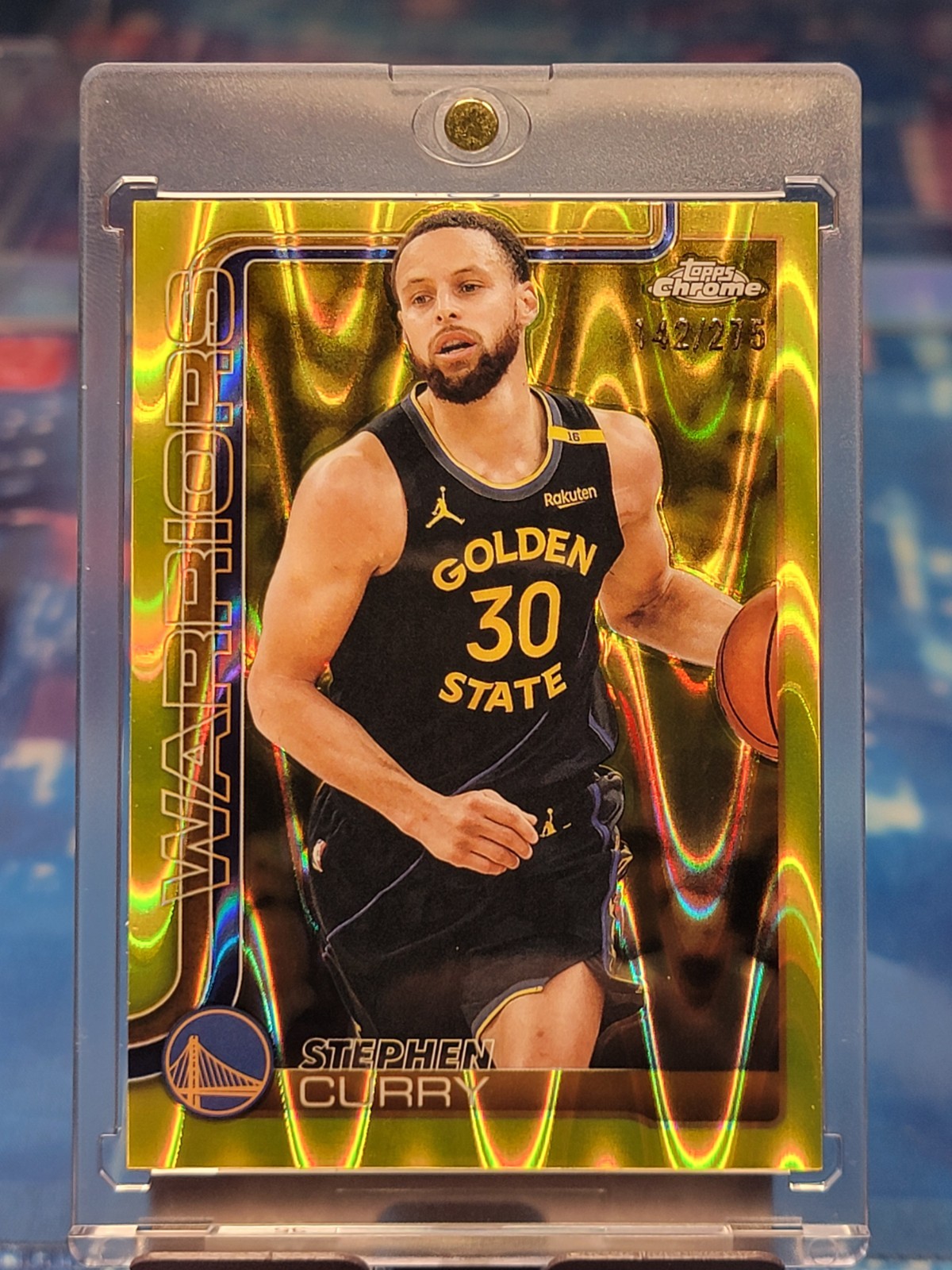 Stephen Curry 2025-26 Topps Chrome Basketball #201 Yellow Raywave /275 MINT!