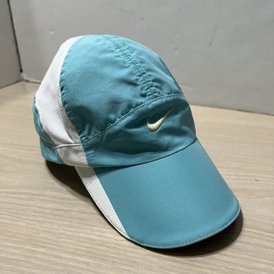 VTG Nike Featherlight Tailwind Hat Blue White Dri Fit 7 Panel Running Vintage