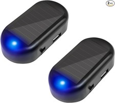 2PCS Solar Power Simulated Dummy Alarm, Anti-Theft LED Flashing Security Blue