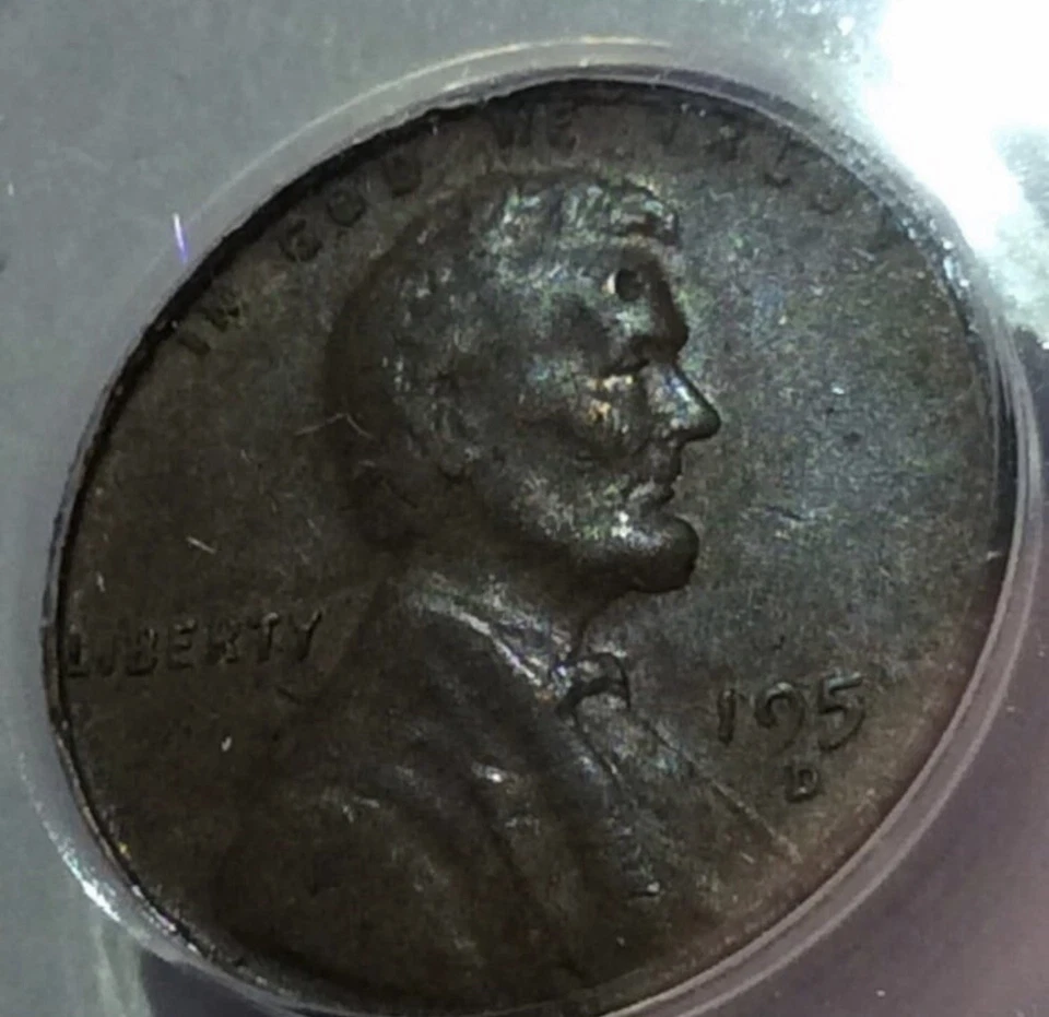 Rare NO 7 in Date! ANACS Struck Through Grease Major Error 1957D Wheat Penny - Image 2 of 4