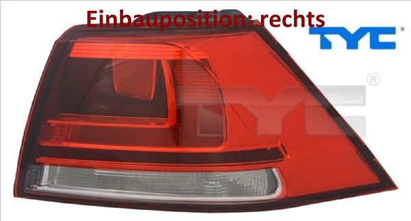 TYC 11-12379-11-2 Heckleuchte Rechts RüCklicht Hecklicht RüCkleuchte FüR VW-image