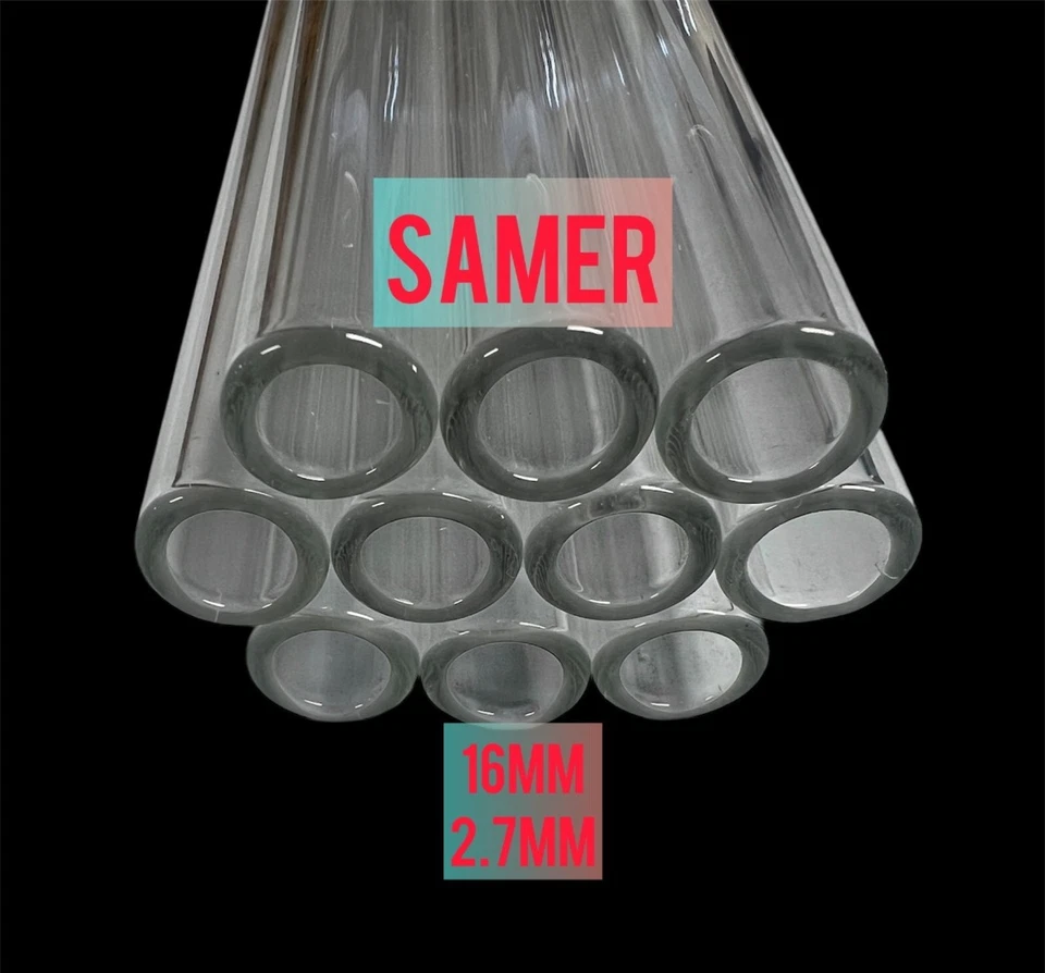 PYREX 16 mm OD 10 mm ID 2.7 mm wall, Glass Tubing a set of (5) pieces CLEAR 10 " L