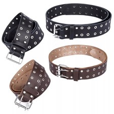 Real Leather Scottish Kilt Belt Utility Style with Brass Eyelets, 2-Inch Width