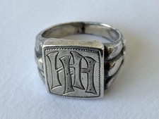 WW2 German Soldier Silver Initial (H. H.) Ring - Art Nouveau Not Hallmarked WWII