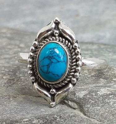 925 Silver TURQUOISE Ethnic Boho Ring Sz L,M,N,S,T R688~Silverwave*uk Jewellery