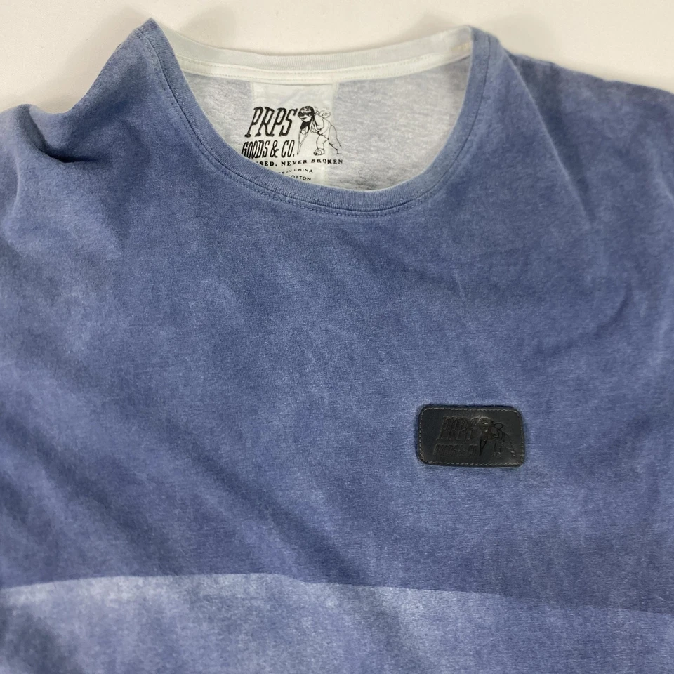 Camisa PRPS Goods Para Hombres XL Azul Longline Dobladillo Curvo Algodón Lavado Ácido Foto 2 de 4