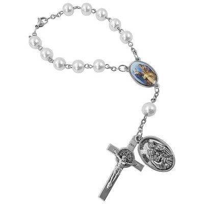 Saint Benedict One Decade Rosary for Car Rearview Mirror Holy Family Medal 8mm G