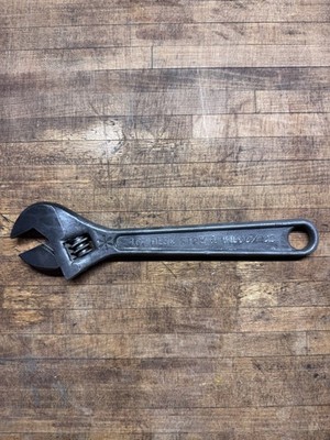 RARE Vintage Peck Stow and Wilcox 10 inch Adjustable Wrench With Gear logo