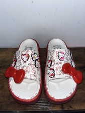 Crocs X Hello Kitty Women  s Stomp Platform Slide Red White WITH JIBBITZ Sz 7W/5M