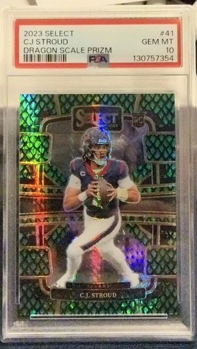 2023 Select C.J. Stroud RC Dragon Scale Prizms Concourse #/70 Texans PSA 10