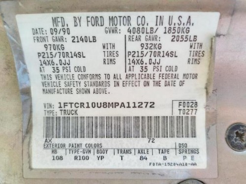1989 1990 1991 1992 FORD RANGER REAR DIFFERENTIAL COVER PLATE 4x2 2WD - Picture 9 of 9