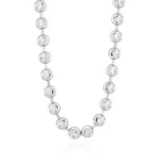 14K White Gold 5mm Moon-Cut Ball Beaded Chain (Solid Links) 18"-26"