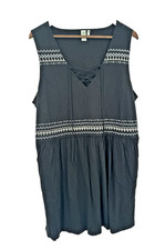 Aventura organic cotton Black Sleeveless Knee Length Dress Plus 2X lace up boho