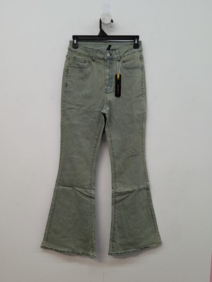 Gilipur Flare Bell Bottom High Waisted Wide Leg Bootcut Women's Jeans S Green
