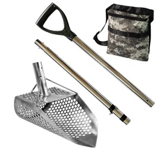 Dune Orca 11.5x8 Stainless Sand Scoop w/ Pointed Tip, Collapsible Handle & Pouch