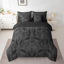 Kids Jacquard7 Piece Bedding Set King Size Boho Damask Bed in a Bag for Boys ...
