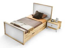 Bett + Nachttisch - Kinderzimmer Schlafzimmer Möbel Betten 2tlg. Set