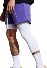 Men'S Compression Sport Pants Single Leg 3/4 Base Layer Basketball Leggings Athl