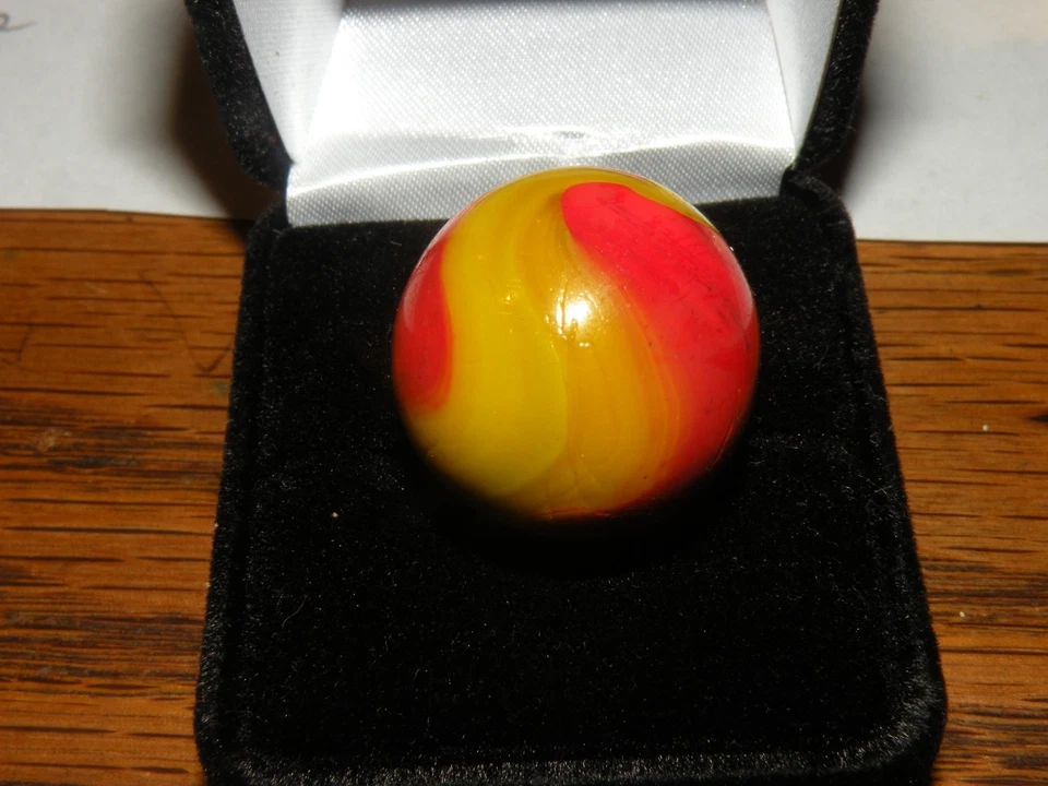 Antique Marble 7/8"- Large Sized Peltier Ketchup & Mustard Shooter Beauty Rare - Image 3 of 4