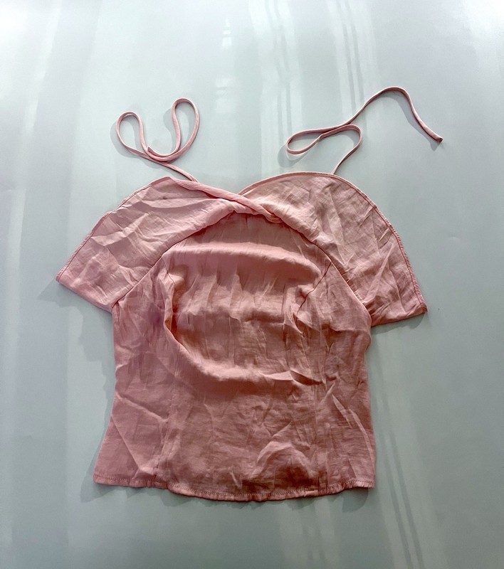 Hollister Pink Adjustable Tie Strap Sleeveless Ruffle Top Size XS Women
