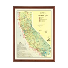 Old Map of California 1956 - Vintage California Art