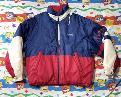 Perry Ellis America Vintage Y2K Iconic Red White & Blue Logo Jacket Size Large