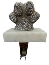 Dog Cat PAW Heavyweight Faux Diamond Christmas Stocking Hanger On Marble Base