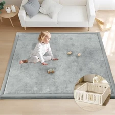 Baby Play Mat for Floor 1.3" Thick Memory Foam 50x50 Soft Velvet Playpen Mat