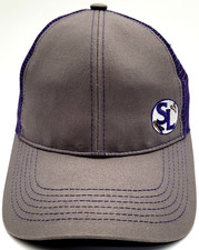 Vintage J.F. Beaver Trucker Hat SL Wheat Kansas Mesh Snapback Cap Gray Purple