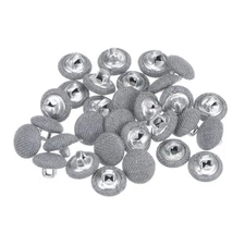 30pcs Fabric Cloth Covered Button 11.5mm Metal Round Sewing Buttons, Grey