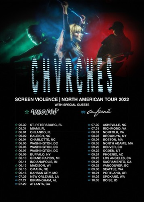 #ad #ad CHVRCHES quot;SCREEN VIOLENCE NORTH AMERICAN TOUR 2022quot; CONCERT POSTER Synth Pop $18.18