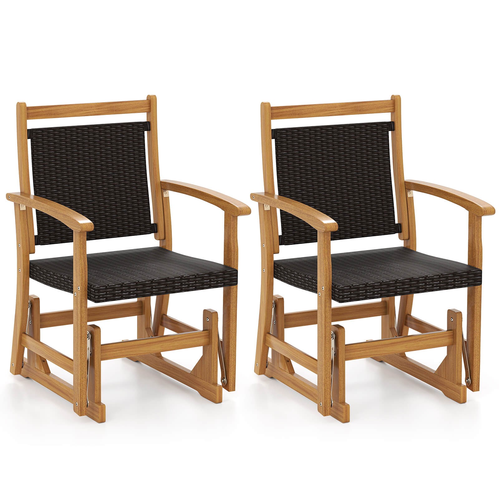 W/acacia Wood Frame & Wicker Seat Back Armrests