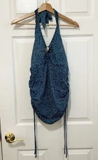 Pea In The Pod Maternity Swim Suit Top Medium Blue Geometric Print Ruched Sides