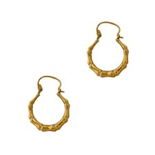 Pre-Owned 14ct Gold Bamboo Hoop Earrings