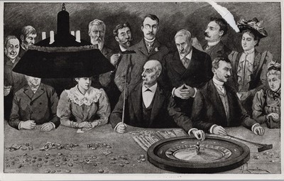 A38 A3810 French Riviera Casino Roulette Table Gambling  Croupier Illustration