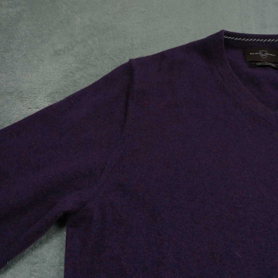 Black Brown 1826 Sweater Mens Purple V Neck Cashmere Pullover Preppy - Image 2 of 4