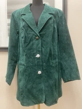 D & Co Denim + Company Emerald Green Suede Jacket Coat Size 3X New With Tags
