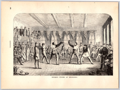 1893 Print Illustration Page 229 Germany  Students Fencing at Heidelberg