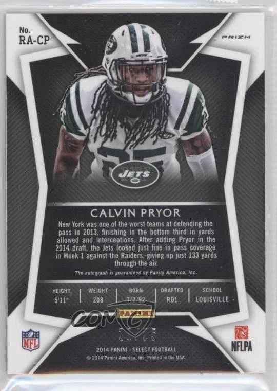2014 Panini Select Rookie Auto Blue Prizm /25 Calvin Pryor #RA-CP Auto RC - Image 2 of 2