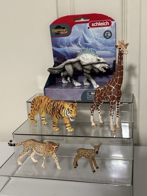 Schleich Toy Lot 5 Figures Eldrador Snow Wolf In Box Giraffe Tiger Cheetah Fawn