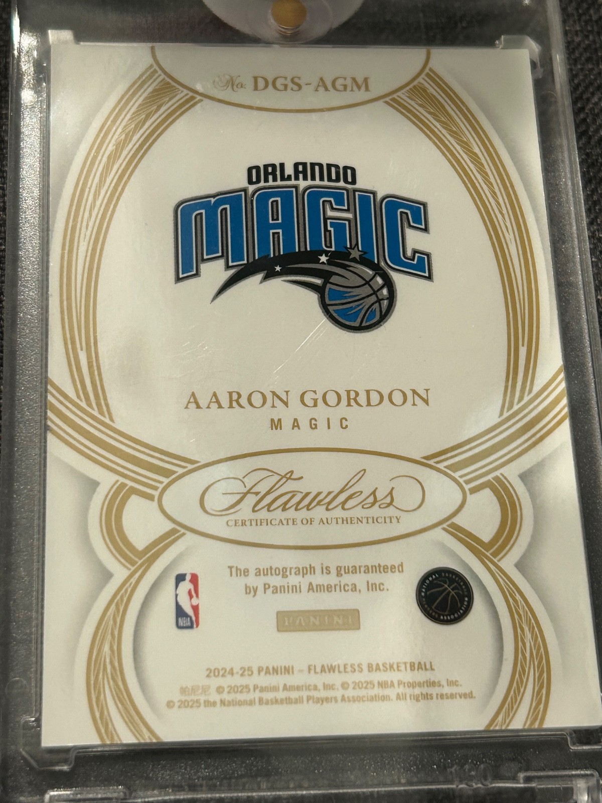 2024-25 Panini Flawless Aaron Gordon On-Card Auto /8 Blue Magic DGS-AGM SP view 4