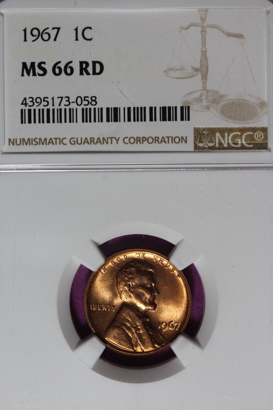 1967 NGC 1C MS66RD LINCOLN MEMORIAL CENT #B52491