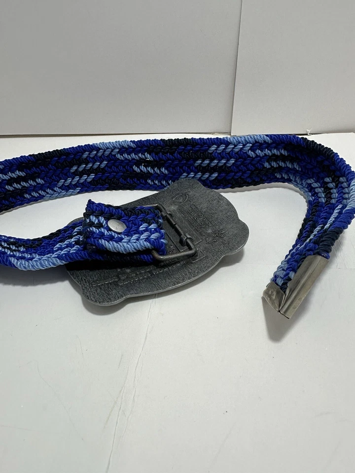 Cinturón Chevron Occidental Macramé Hecho a Mano Vintage HESSTONBeltBuckle 1996 Foto 3 de 4
