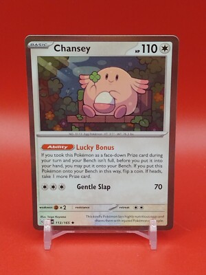 Pokemon TCG Card Chansey 113/165 Scarlet and Violet 151 Rare Black