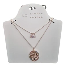 LC Lauren Conrad Tree of Life Rose Gold Plated Double Layer Necklace NWT