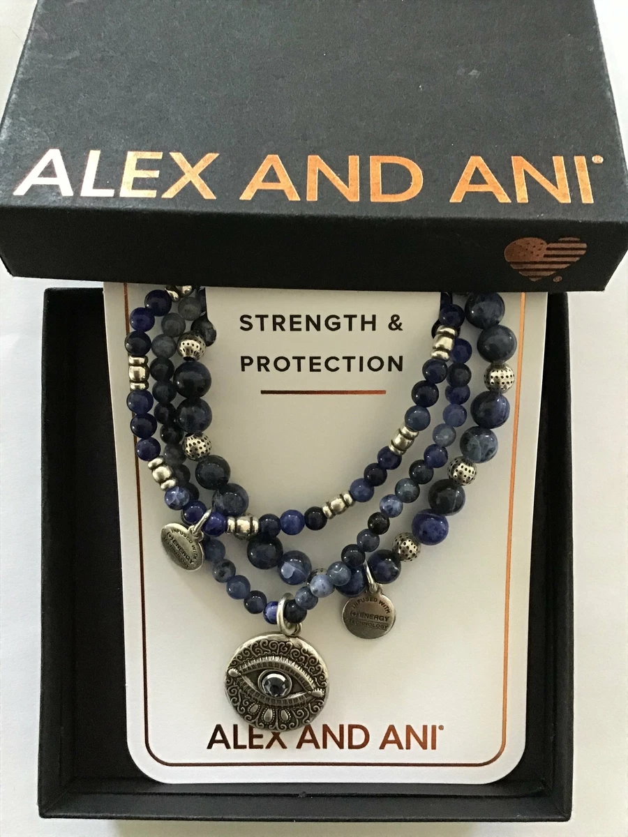 Alex and Ani Evil Eye Set of 3 Stretch Bracelet Rafaelian Silver